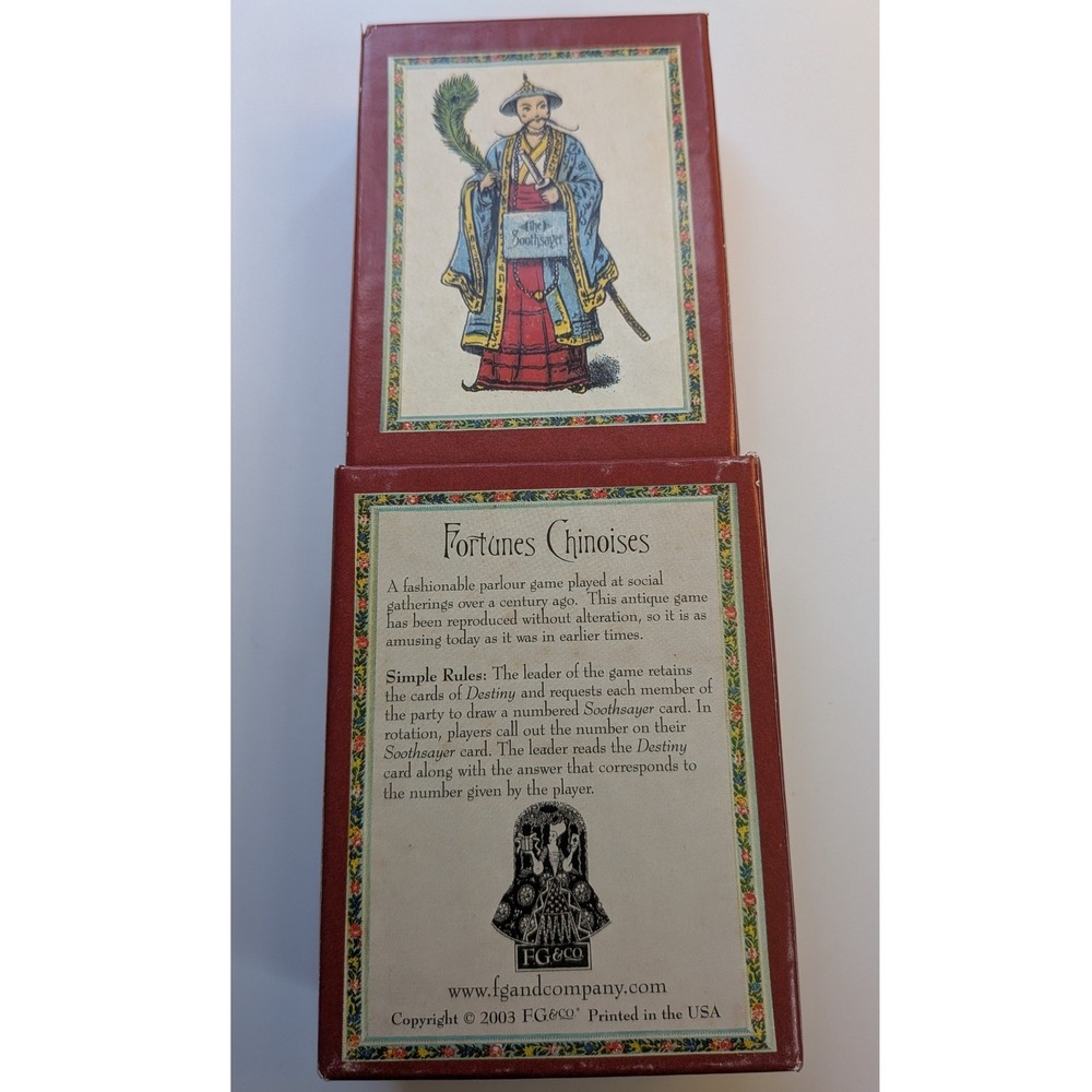 FG & Co Fortunes Chinoises Antique Reproduction Parlour Game Fortune Cards 2003